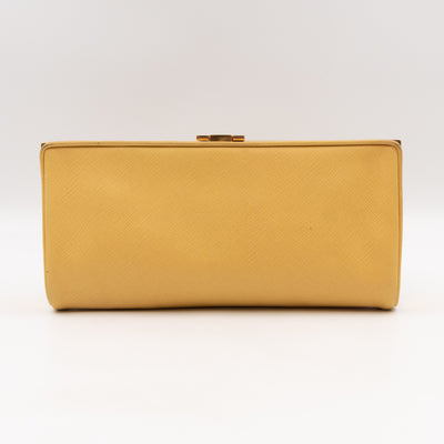 Frame Clutch Yellow Saffiano Leather