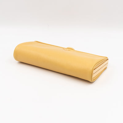 Frame Clutch Yellow Saffiano Leather