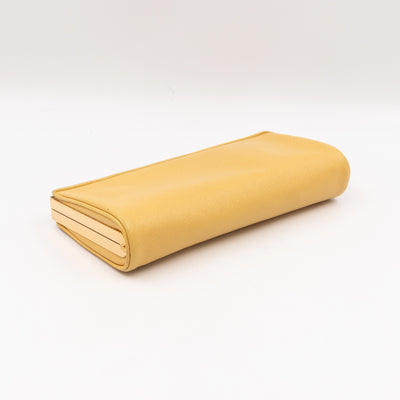 Frame Clutch Yellow Saffiano Leather