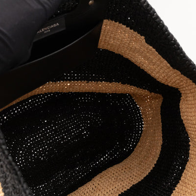 Panier Large Tote Bag Natural & Black Woven Raffia