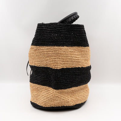 Panier Large Tote Bag Natural & Black Woven Raffia