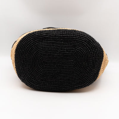Panier Large Tote Bag Natural & Black Woven Raffia