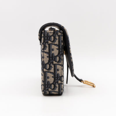 Saddle Pouch with Chain Blue Dior Oblique Jacquard