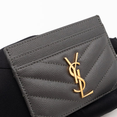 YSL Card Holder Grey Leather
