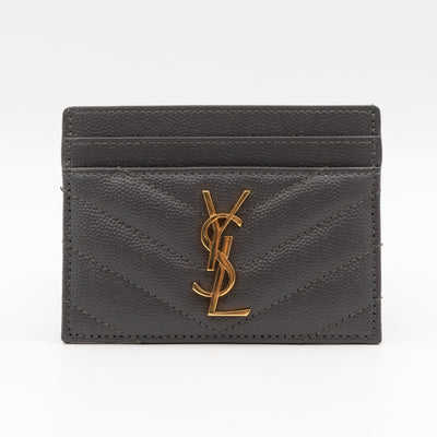 YSL Card Holder Grey Leather