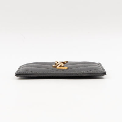 YSL Card Holder Grey Leather