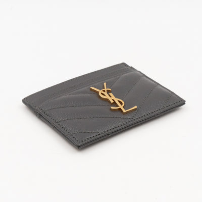 YSL Card Holder Grey Leather