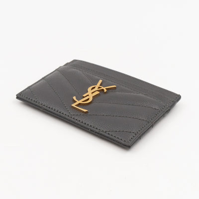 YSL Card Holder Grey Leather