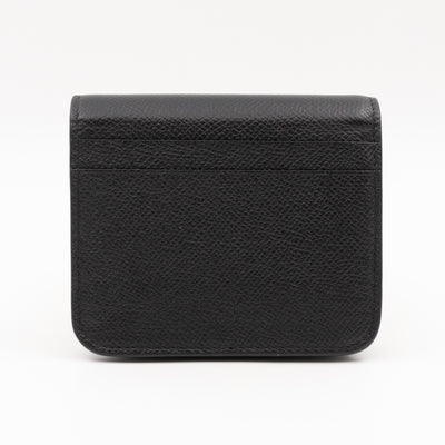 Monaco Flap Coin Card Holder Black Leather