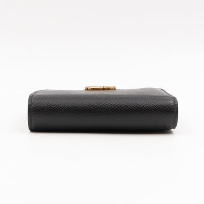 Monaco Flap Coin Card Holder Black Leather