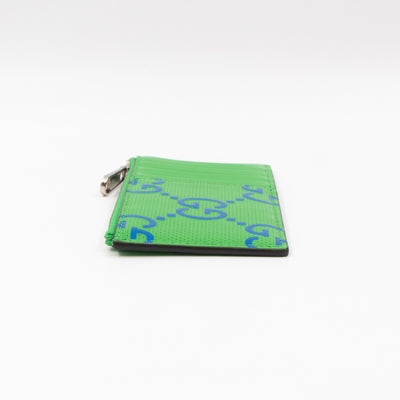 GG Embossed Zip Card Case Green