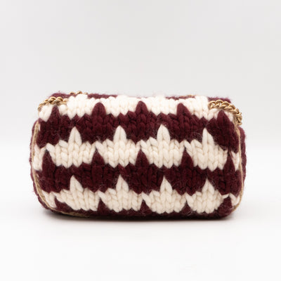 GG Marmont Small Houndstooth Crochet White and Bordeaux