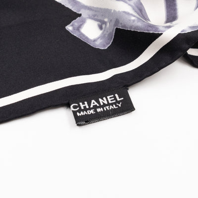 Silk Scarf 86 Black and White