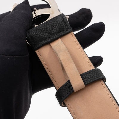 CC Buckle Belt Black Matte Caviar Leather 85/34