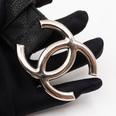 CC Buckle Belt Black Matte Caviar Leather 85/34