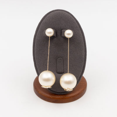 Big Pearl Drop Earrings Light Gold