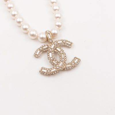 Crystal CC Pearl Necklace