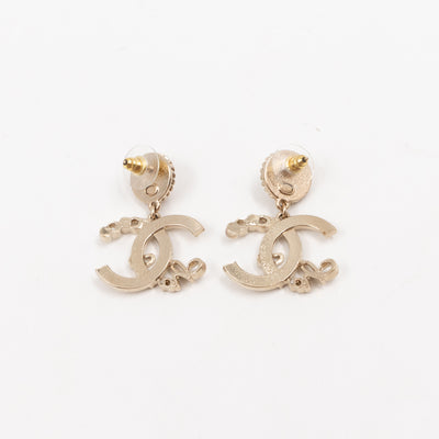 Coco Script CC Drop Pearl Cahmpagne Earrings