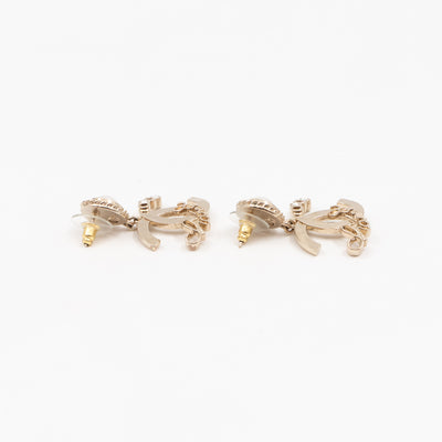 Coco Script CC Drop Pearl Cahmpagne Earrings