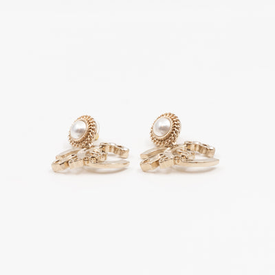 Coco Script CC Drop Pearl Cahmpagne Earrings