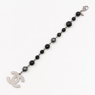 CC Coco Mark Black Bead Charm Bracelet