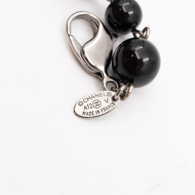 CC Coco Mark Black Bead Charm Bracelet