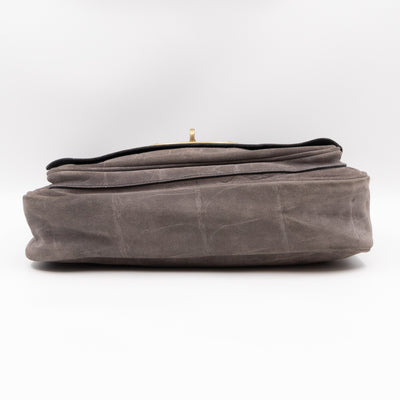 Bayswater Camera Bag Grey Croc Embossed Suede Leather