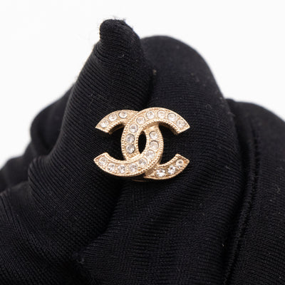 Mini CC Crystal Earrings Light Gold