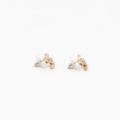 Mini CC Crystal Earrings Light Gold