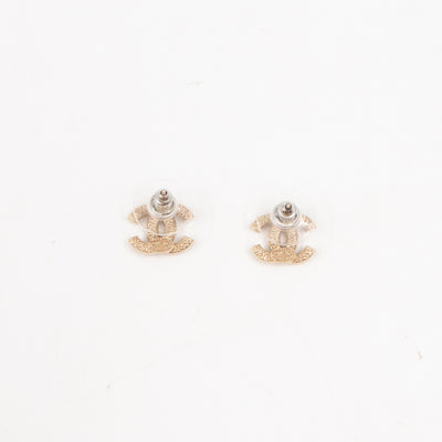 Mini CC Crystal Earrings Light Gold