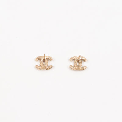 Mini CC Crystal Earrings Light Gold