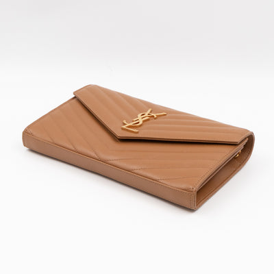 Cassandre Chain Wallet Dark Natural Grained Leather