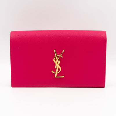 Classic Kate Clutch Pink Grained Leather