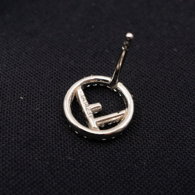F is Fendi Crystal Earrings Silver