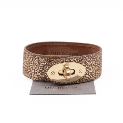 Postman's Lock Design Bracelet Champagne Leather