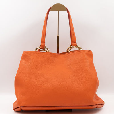 Tote Bag Orange Leather with Pouch