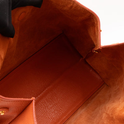 Tote Bag Orange Leather with Pouch