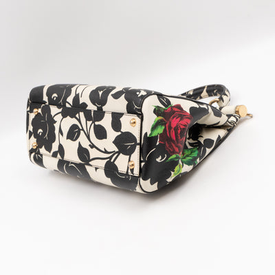 Sicily Red Roses Print Dauphine Leather
