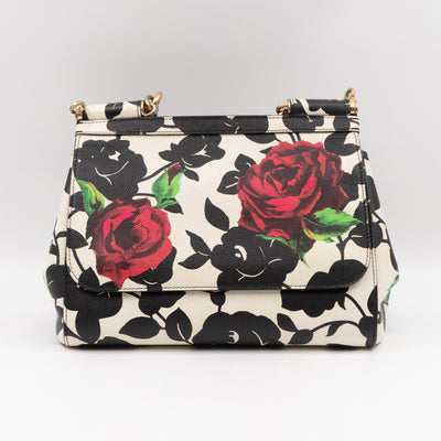 Sicily Red Roses Print Dauphine Leather