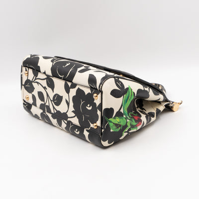 Sicily Red Roses Print Dauphine Leather