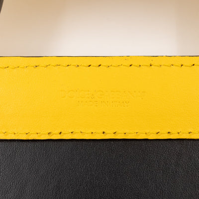 Yellow Hashtag Top Handle Black Nylon Tote