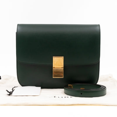 Classic Box Medium Green Leather