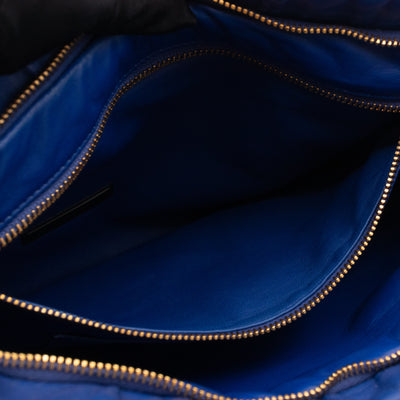 Ribbon Clutch Blue Leather