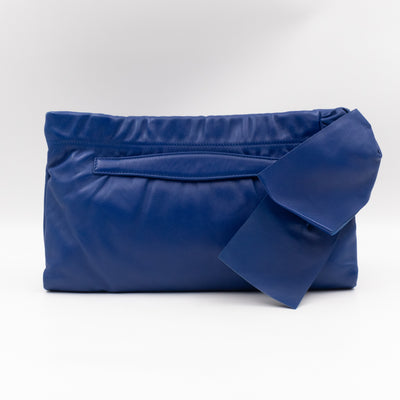 Ribbon Clutch Blue Leather