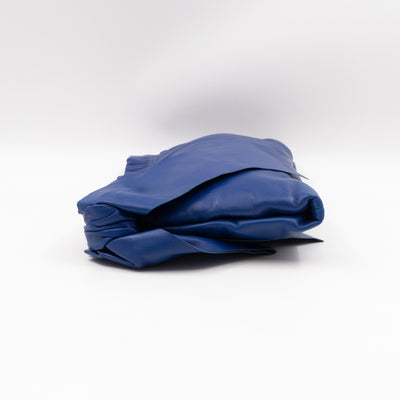 Ribbon Clutch Blue Leather
