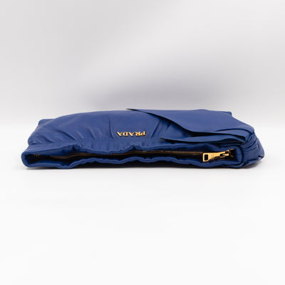 Ribbon Clutch Blue Leather