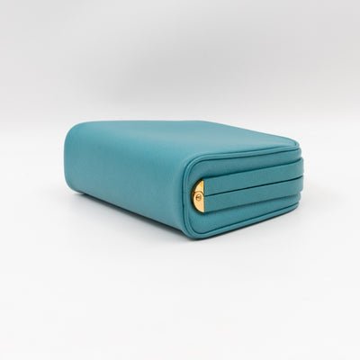 Clutch Turquoise Saffiano Leather