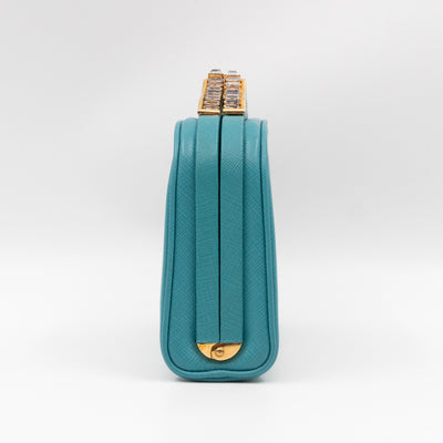 Clutch Turquoise Saffiano Leather
