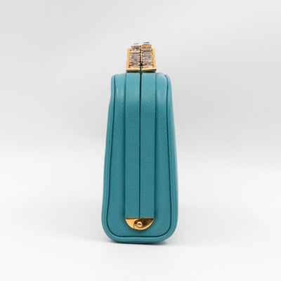 Clutch Turquoise Saffiano Leather
