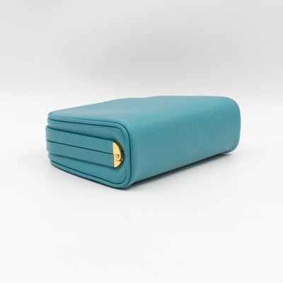 Clutch Turquoise Saffiano Leather
